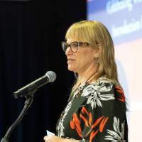 Woman presenting an award